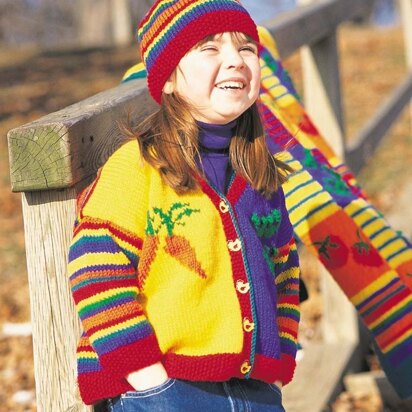 Veggies and Stripes Cardigan and Cap in Patons Canadiana