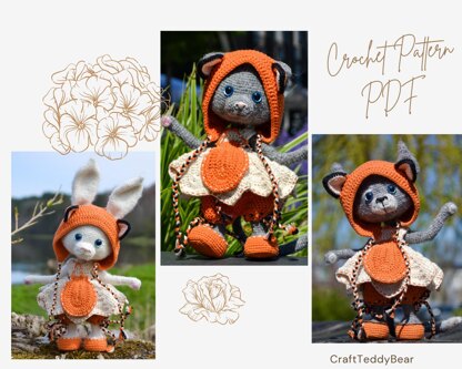 Сrochet pattern: Doll Clothes set PDF - Outfit Little fox for Amigurumi Doll