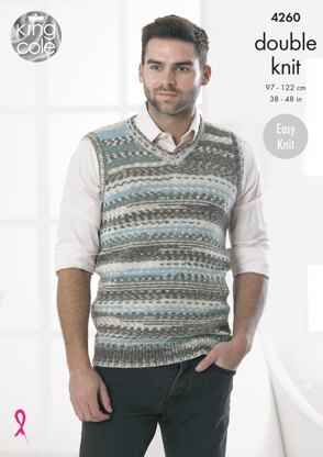 Mens Slipover & Waistcoat in King Cole DK - 4260 - Downloadable PDF