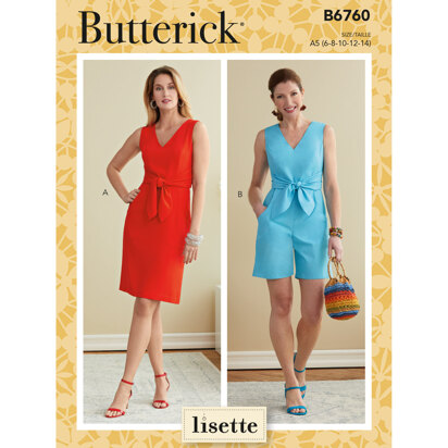 Butterick Misses' Dress and Playsuit. Lisette. B6760 - Sewing Pattern