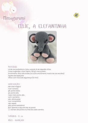 Meet Our Adorable Ellie the Elephant Amigurumi Pattern – Available in English and Portuguese