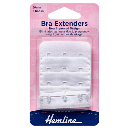Hemline Bra Back Extenders: 50mm: White