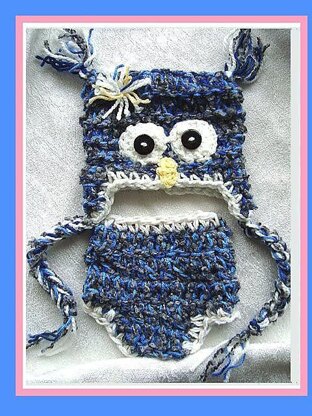 452 OWL HAT AND DIAPER COVER