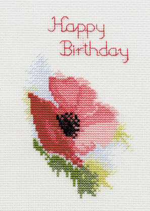 Derwentwater Designs Poppy Greeting Card Cross Stitch Kit - 12.5cm x 18cm