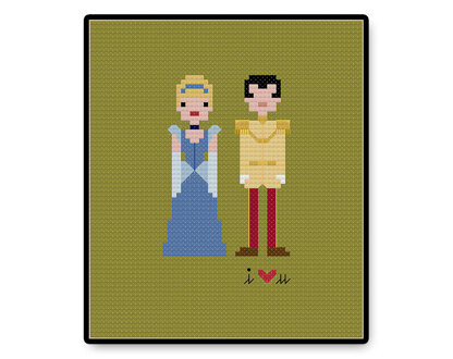 Cinderella and Prince Charming In Love Ball Gown - PDF Cross Stitch Pattern