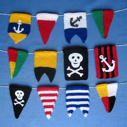 Pirate Bunting Flags - knitted boat pennants