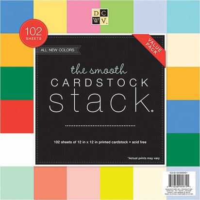American Crafts DCWV Single-Sided Cardstock Stack 12"X12" 102/Pkg - Smooth Solid