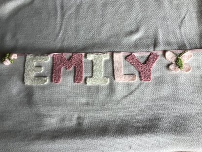 Baby Emily’s name bunting