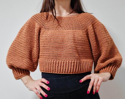 Double Crochet Crop Raglan Sweater