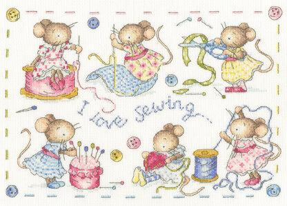 Bothy Threads I Love Sewing Cross Stitch Kit - 32 x 23cm