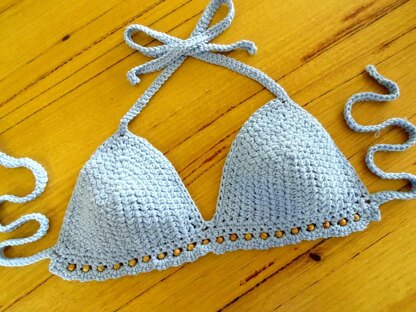 Crochet Beaded Bikini Halter Top