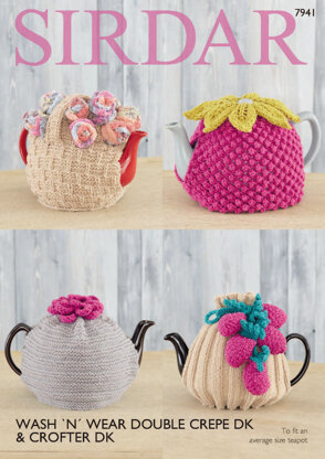 Tea Cosies in Sirdar Wash 'n' Wear Double Crepe DK & Crofter DK - 7941 - Downloadable PDF