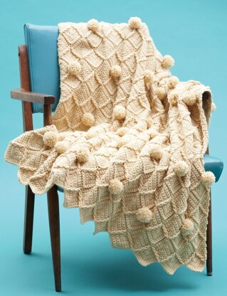 Lattice Pompom Blanket in Bernat Super Value