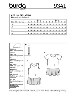 Burda Style Child's Summer Jersey Dresses B9341 - Paper Pattern, Size 2-7