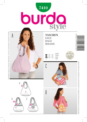 Burda Style, Bags B7410 - Paper Pattern, Size one size