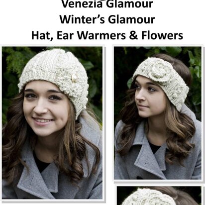 Hat, Ear Warmers & Flowers in Cascade Venezia Glamour - C269