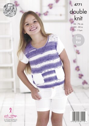 Girls' Tops in King Cole Cottonsoft Crush & Cottonsoft DK - 4771 - Downloadable PDF