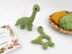 Crochet dinosaur Brontosaurus toy and baby teething rattle amigurumi pattern