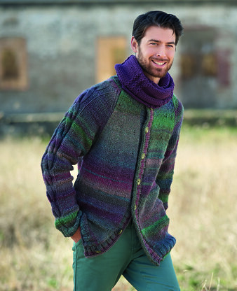 Mens Neckwarmer and Cardigan in Katia Azteca and Maxi Merino - 10