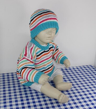 Baby Summer Stripe Sweater and Beanie