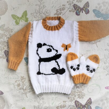 Panda Sweater and Mittens