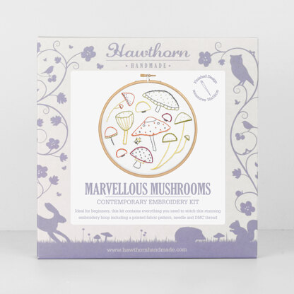 Hawthorn Handmade Marvellous Mushrooms Printed Embroidery Kit - 7in
