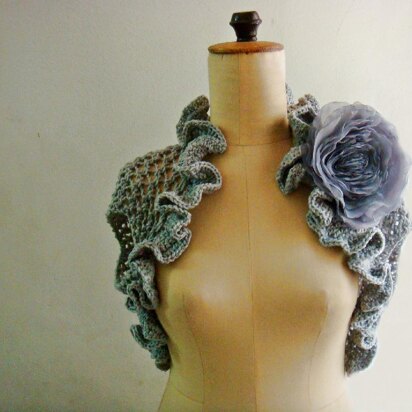 Knit Shrug with Chiffon flower