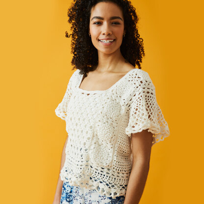 Datura Bloom Top - Free Crochet Pattern in Paintbox Yarns Cotton DK - Free Downloadable PDF