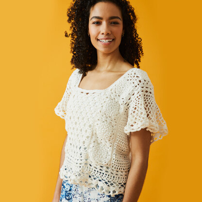 Datura Bloom Top - Free Crochet Pattern for Women in Paintbox Yarns Cotton DK - Downloadable PDF