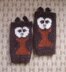 Owl fingerless mitts/wristlets with separate ears at the top