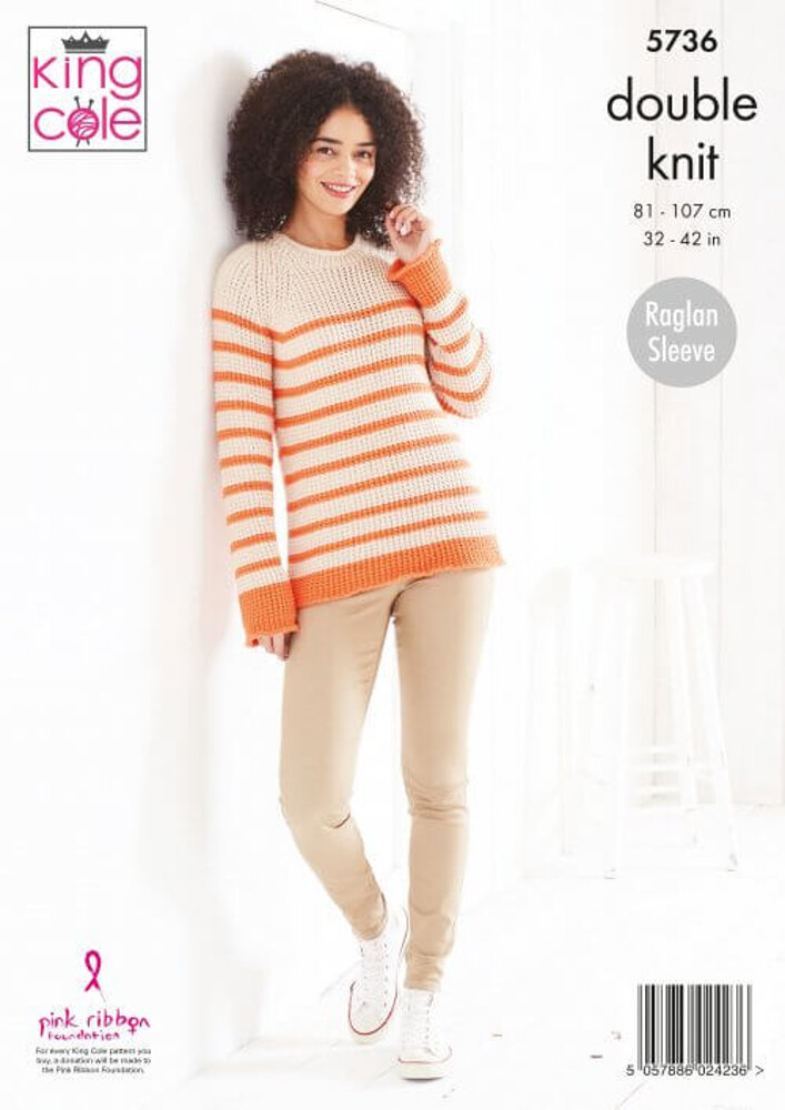 King Cole Ladies Sweater & Cardigan Knitting Pattern 5736 - Double Knit King Cole Ladies Sweater & Cardigan Knitting Pattern 5736 - Double Knit