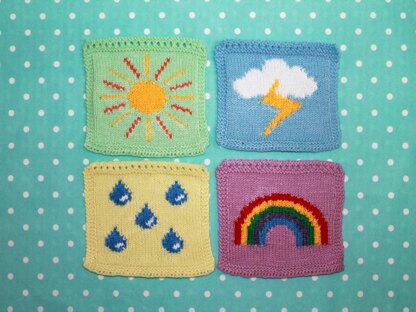 Weather Symbols Intarsia Squares