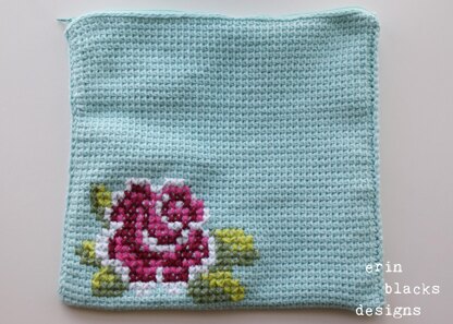 Cotton Pink Rose Bloom Clutch (11" x 11") (tunisian007)