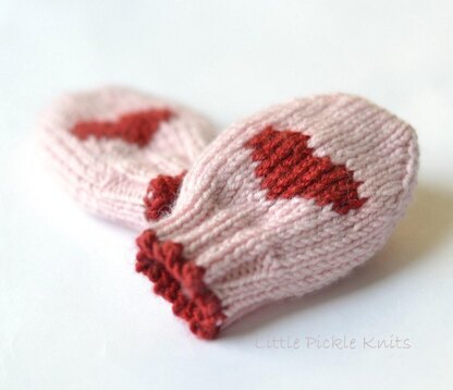 Little Pickle Knits Little Hearts Baby Mitts