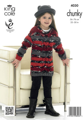 Girl's Sweater Dresses in King Cole Big Value Multi Chunky - 4030 - Leaflet