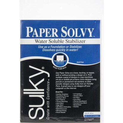 Sulky Paper Solvy Water-Soluble Stabilizer 12/Pkg