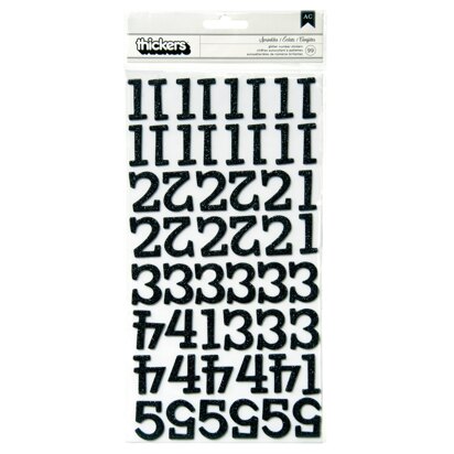 American Crafts Thickers Sprinkles Numbers Chipboard Black Glitter (99 Piece)