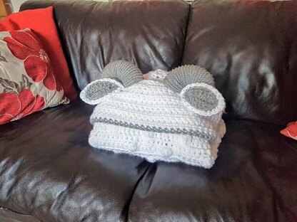 2in1 Ram Sheep Hooded Blanket Crochet Pattern