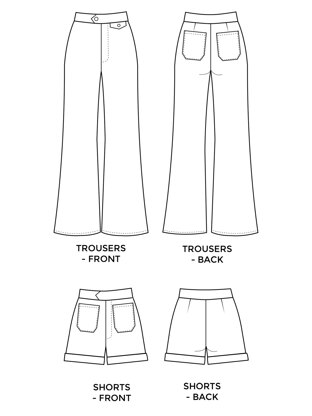 Tilly And The Buttons Jessa Trousers and Shorts Sewing Pattern 1025 - Paper Pattern, Size UK 6-20 / EUR 34-48