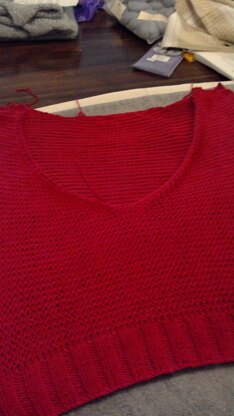 Red reversible cotton sweater