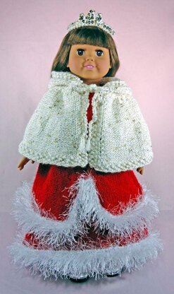 Winter Princess Dress, Knitting Patterns fit American Girl and other 18-Inch Dolls