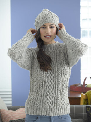 Ladies aran jumper knitting on sale patterns