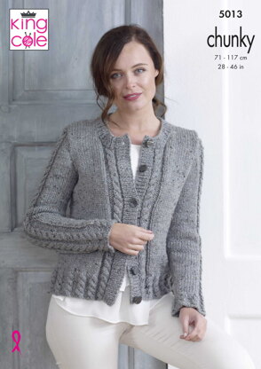 Cabled Cardigan & Sweater in King Cole Chunky Tweed - 5013 - Downloadable PDF