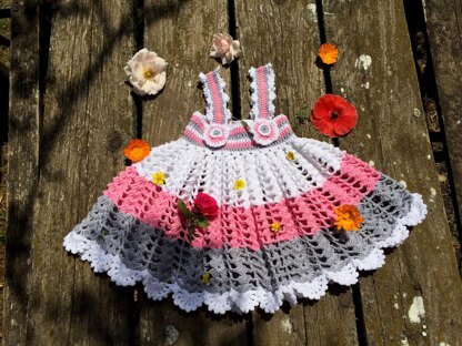 Pink White Grey Baby Dress