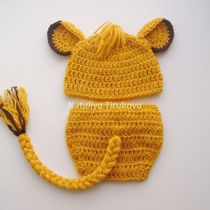 Simba Lion Baby Hat And Diaper Cover Set
