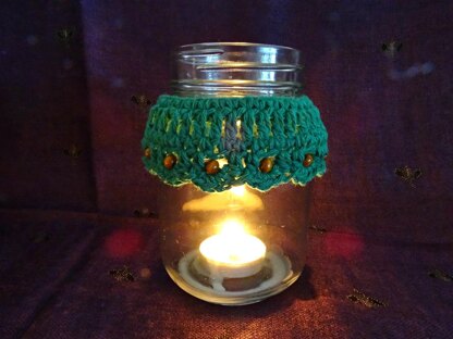 Crochet Beaded Candle Cozy Trio