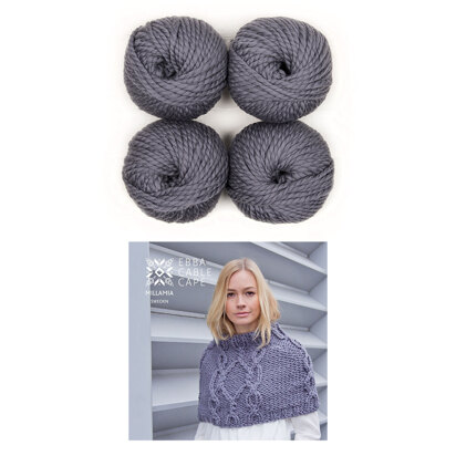 MillaMia Naturally Soft Super Chunky Ebba Cable Cape 4 Ball Knitting Kit