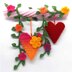 Hanging decoration hearts & flowers - simple from scraps of yarn