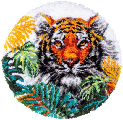 Vervaco Tiger With Jungle Leaves Latch Hook Kit