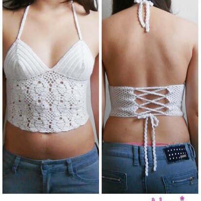 Pineapple motif top with corset back _ C18